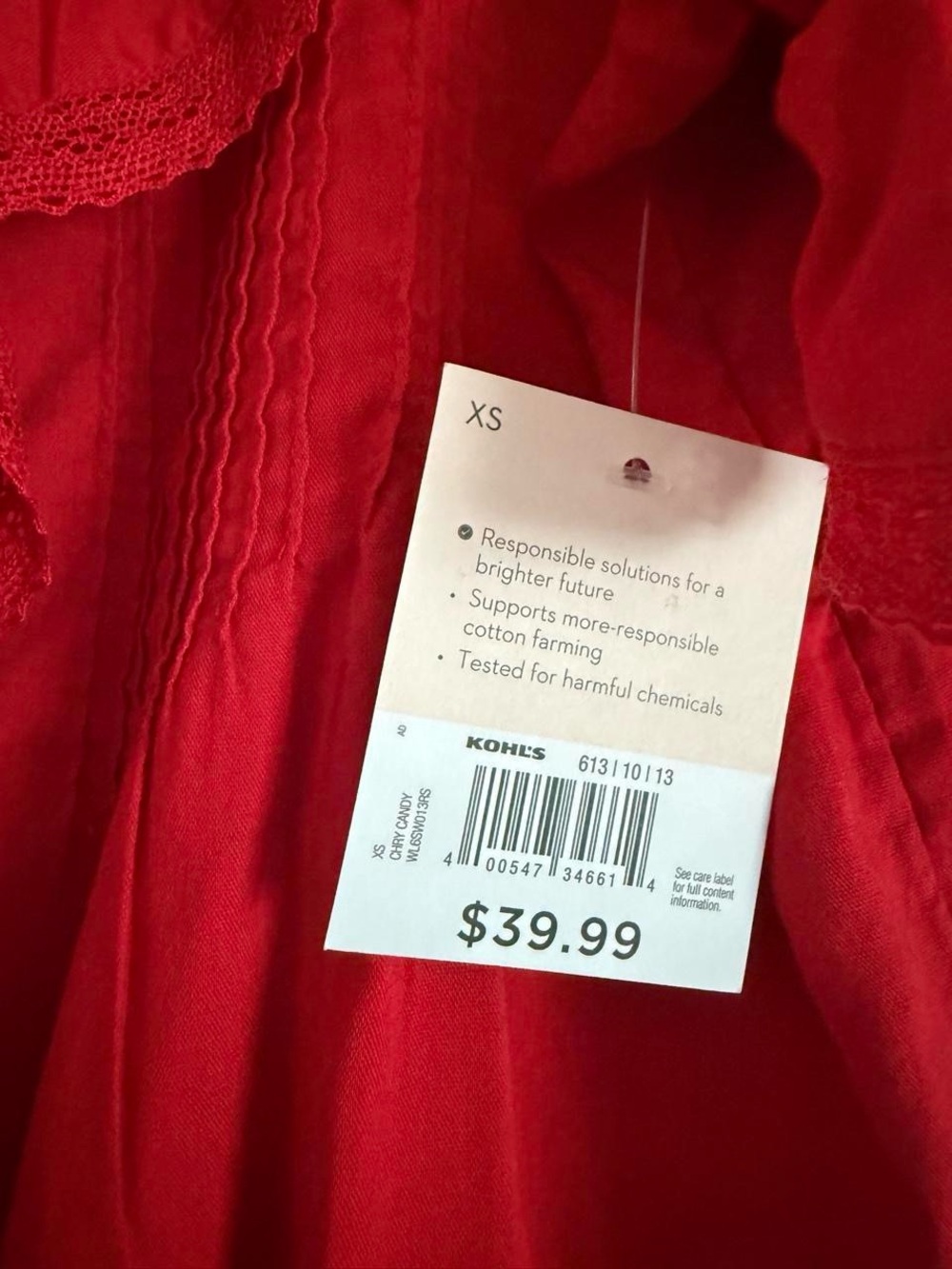 Red Ruffle-Front Puff Sleeve Blouse - Picture 4 of 7